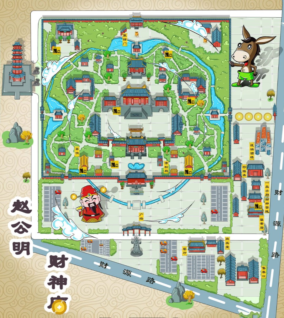 婺城寺庙类手绘地图